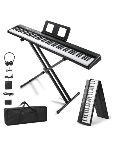 Piano Digital Plegable Ktaxon 88 Teclas Semi Ponderadas Negro