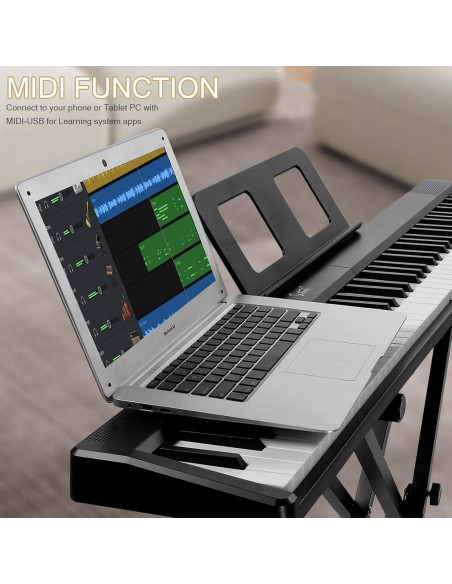 Piano Digital Plegable Ktaxon 88 Teclas Semi Ponderadas Negro