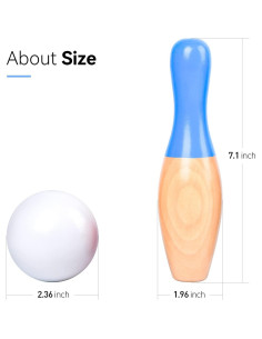 Juego de Bolos de Madera WODI 10 Pines y 3 Pelotas 2