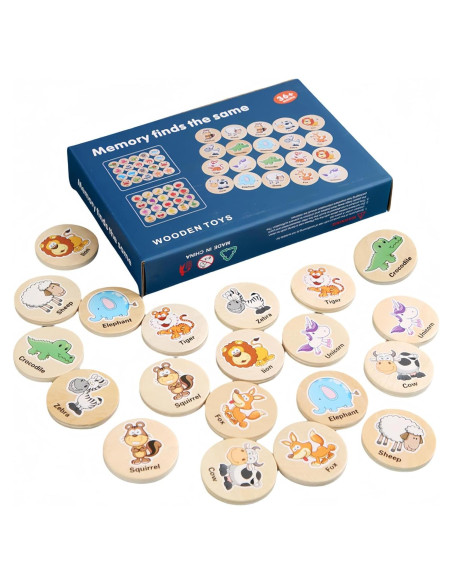 Juego de Memoria Educativo de Madera para Niños - 20 Piezas