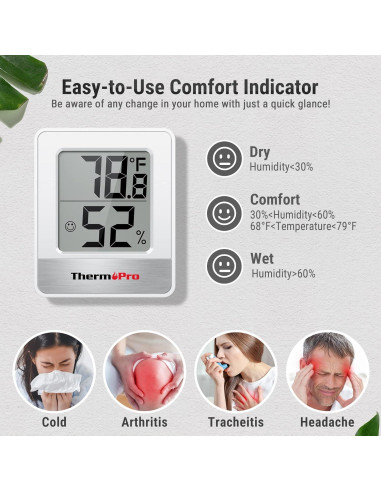 Higrómetro Digital ThermoPro TP49 - 3 Piezas, Interior/Exterior