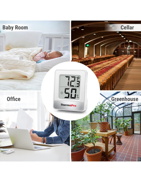 Higrómetro Digital ThermoPro TP49 - 3 Piezas, Interior/Exterior