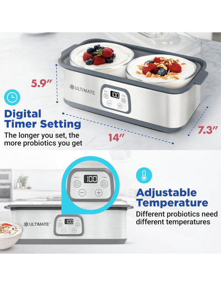 Fabricante de Yogur Probiotico Ultimate con Contenedores de Vidrio