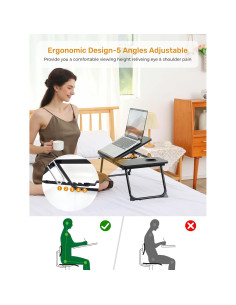 Mesa ajustable portátil Onejiafu para laptop y cama negra 2