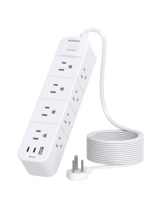 Tira de Alimentación Addtam 15 pies con 12 Salidas y 3 USB