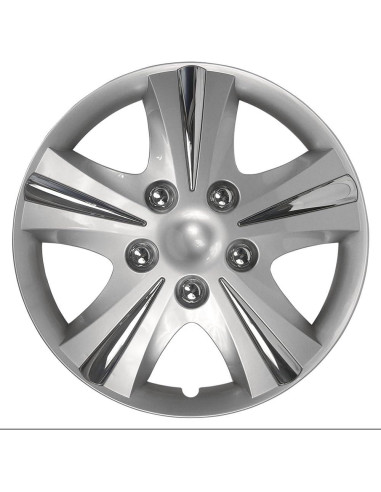 Paquete de 4 Cubiertas de Rueda 15" Plata-Cromo Accesorios Personalizados
