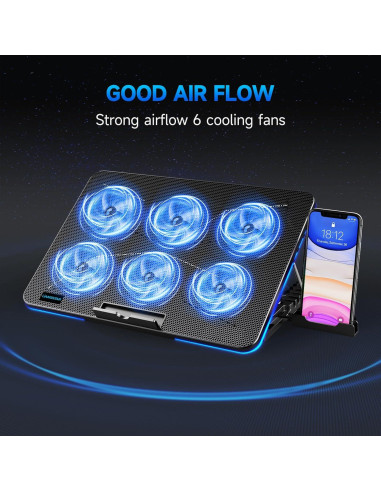 Base de Enfriamiento para Laptop LIANGSTAR 12-17" 6 Ventiladores