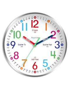 Reloj de Pared Silencioso Roymnie 20.32 cm Colorido para Niños