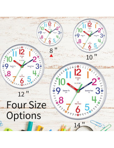 Reloj de Pared Silencioso Roymnie 20.32 cm Colorido para Niños 2