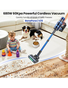 Aspiradora Inalámbrica BonePone V25 680W 60Kpa HEPA 1.5L 2