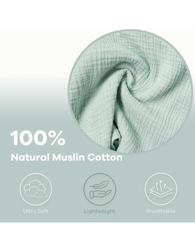 Funda de Almohada de Lactancia Owlowla Muslin Sage 45.72x15.24cm
