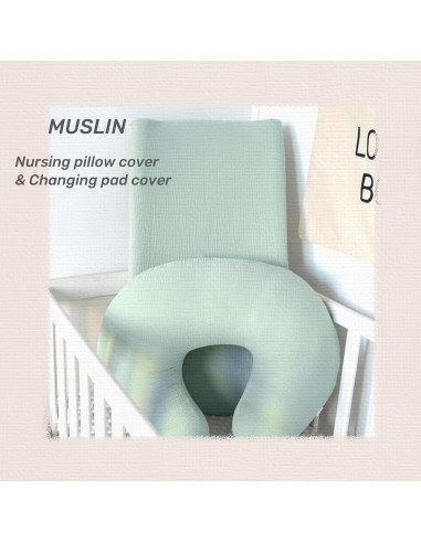 Funda de Almohada de Lactancia Owlowla Muslin Sage 45.72x15.24cm