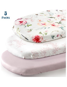 Juego de Sábanas Ajustadas GRSSDER para Cuna 3 Piezas Flores 2