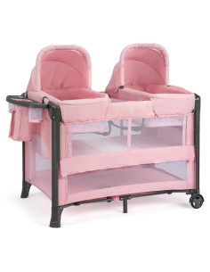 Cuna Gemelar JOYMOR Rosa Convertible con Almacenamiento