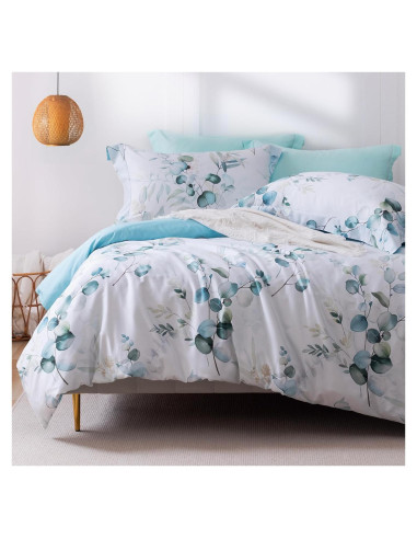 Conjunto de Funda de Edredón MILDLY 100% Algodón King Azul Bebé 3 Piezas