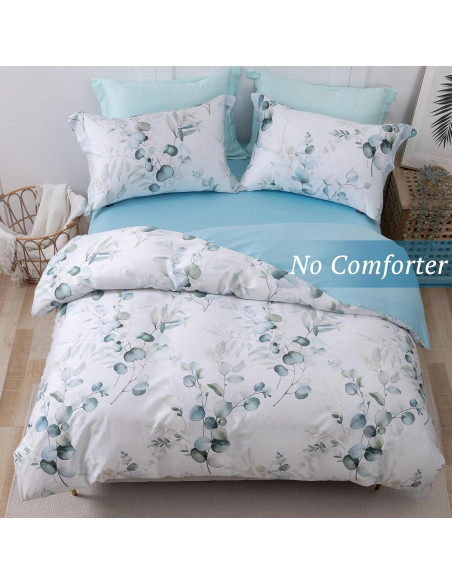 Conjunto de Funda de Edredón MILDLY 100% Algodón King Azul Bebé 3 Piezas