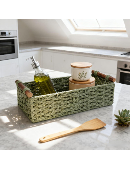Cesta de Almacenamiento Verde Rattanzenith 35.56x15.24 cm