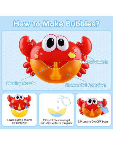 Juguetes de Baño Musical Cangrejo HOMNIVE - 4 Piezas