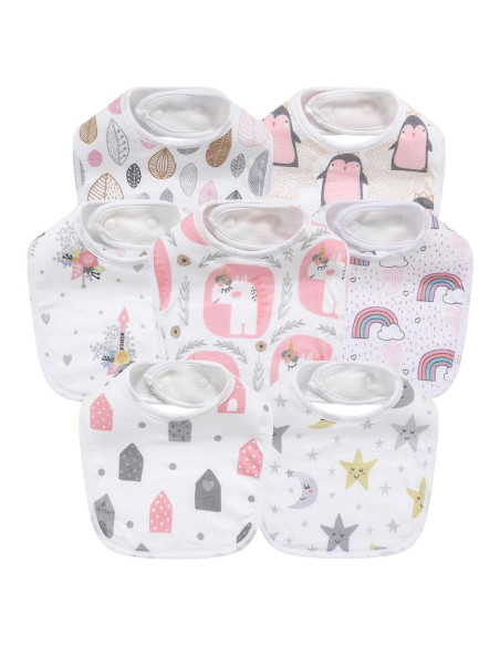 Paquete de 7 Baberos de Algodón Absorbente Gelisite Bebé