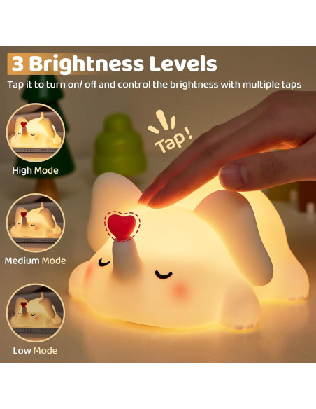 Luz Nocturna Elefante Luditek Recargable 3 Brillos 12.7cm