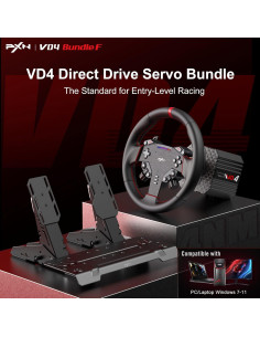 Volante de Carreras PXN VD4 con Pedales y Base Direct Drive 4Nm 2