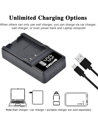 Batería recargable Batmax LB-070 + Cargador LCD USB para Kodak y Minolta