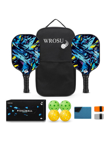Juego de Palas de Pickleball WROSU de Fibra de Carbono - 2 Unidades