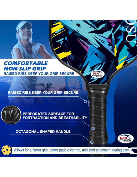 Juego de Palas de Pickleball WROSU de Fibra de Carbono - 2 Unidades