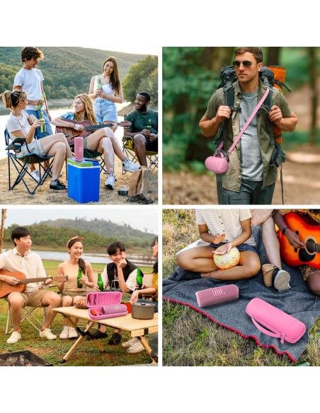 Funda Dura Rosa Baval para Altavoz JBL Flip 7 Impermeable