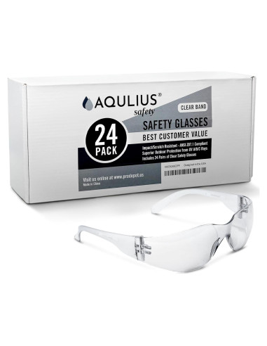 Gafas de Seguridad Aqulius - Paquete de 24 Unidades - Antivaho y Transparentes