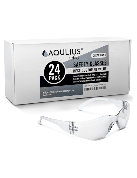 Gafas de Seguridad Aqulius - Paquete de 24 Unidades - Antivaho y Transparentes