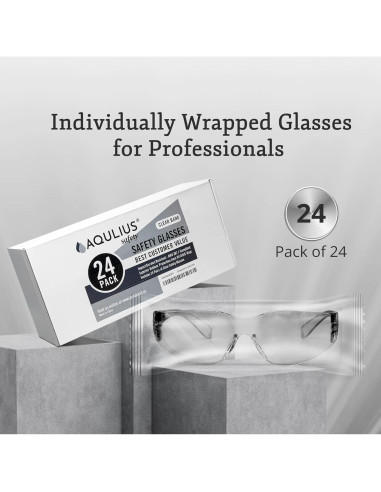 Gafas de Seguridad Aqulius - Paquete de 24 Unidades - Antivaho y Transparentes