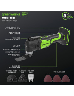 Herramienta Multiuso Inalámbrica Greenworks 24V 2.0Ah con 13 Accesorios 2