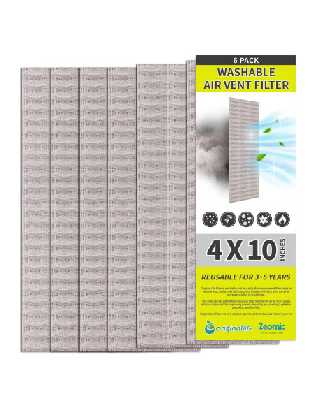 Filtro de Ventilación Ecológico Vida Original 10x4" Lavable 6-Pack Filtro de Ventilación Ecológico Vida Original 10x4" Lavable 6-Pack