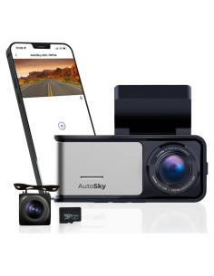 Cámara de Tablero 4K AutoSky ADC-888 + Trasera 1080P | GPS, WiFi, G-Sensor, 64GB