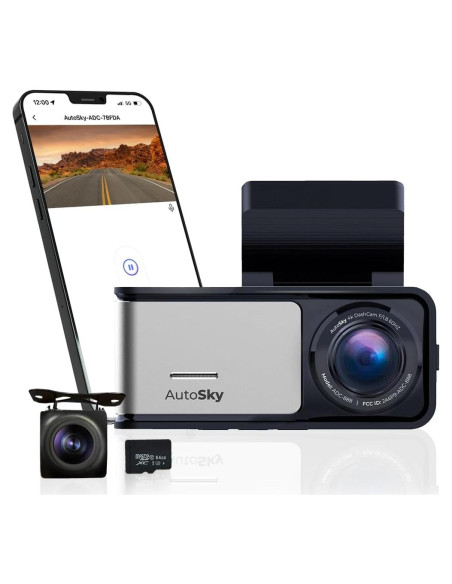 Cámara de Tablero 4K AutoSky ADC-888 + Trasera 1080P | GPS, WiFi, G-Sensor, 64GB