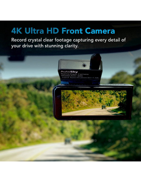 Cámara de Tablero 4K AutoSky ADC-888 + Trasera 1080P | GPS, WiFi, G-Sensor, 64GB