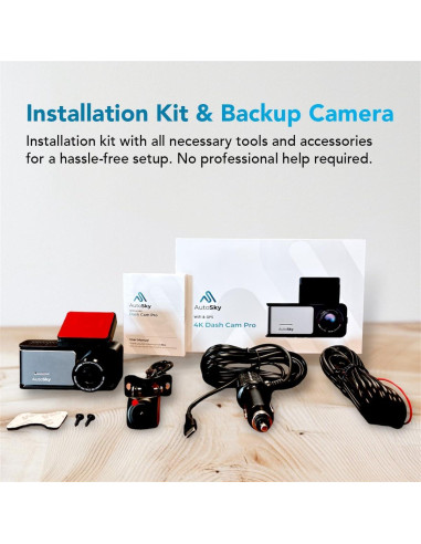 Cámara de Tablero 4K AutoSky ADC-888 + Trasera 1080P | GPS, WiFi, G-Sensor, 64GB