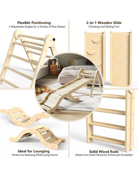 Conjunto de Escalada Montessori 7 en 1 doowroodni Natural