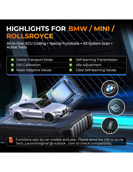 Escáner OBD2 LAUNCH Creader Elite 2.0 BBA para BMW y Benz
