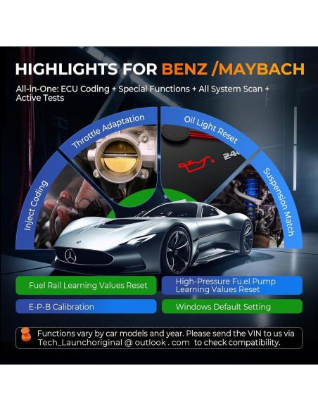 Escáner OBD2 LAUNCH Creader Elite 2.0 BBA para BMW y Benz