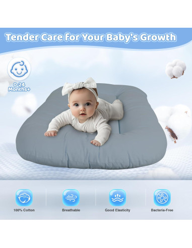 Cuna Nido para Bebés Algodón Suave Azul Grisáceo - 0-24 Meses