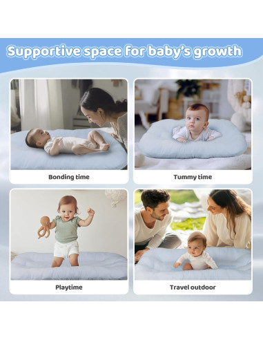 Cuna Nido para Bebés Algodón Suave Azul Grisáceo - 0-24 Meses