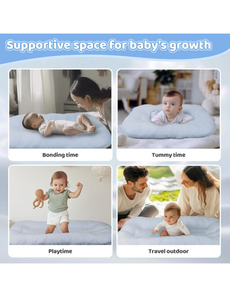 Cuna Nido para Bebés Algodón Suave Azul Grisáceo - 0-24 Meses