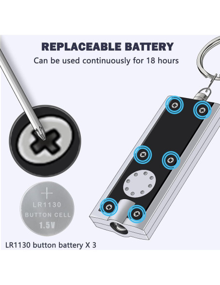 Mini Linterna LED de Llavero Daemson - 8 Piezas Multicolor