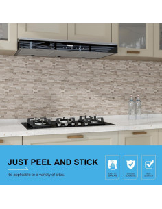 Azulejos de piedra natural autoadhesivos V-MOZZA 5 hojas 0.39 m 2