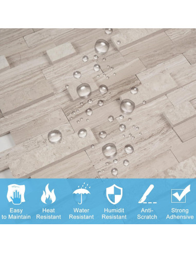 Azulejos de piedra natural autoadhesivos V-MOZZA 5 hojas 0.39 m