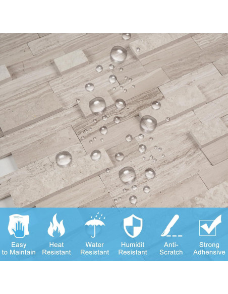 Azulejos de piedra natural autoadhesivos V-MOZZA 5 hojas 0.39 m