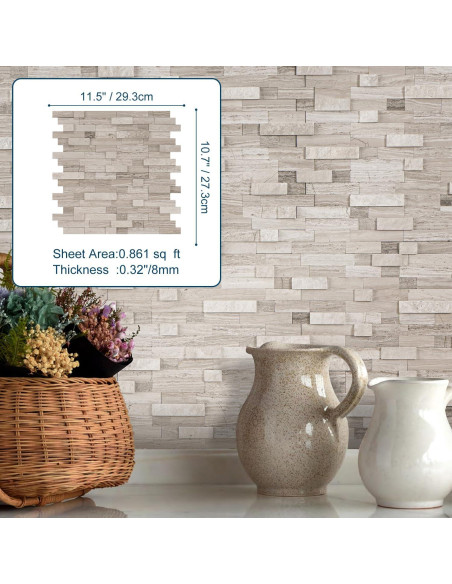 Azulejos de piedra natural autoadhesivos V-MOZZA 5 hojas 0.39 m