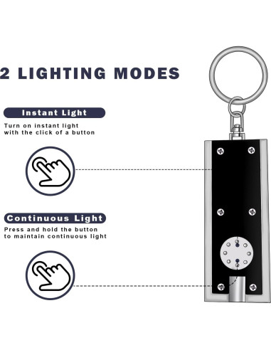 Mini Linterna LED de Llavero Daemson - 8 Piezas Multicolor